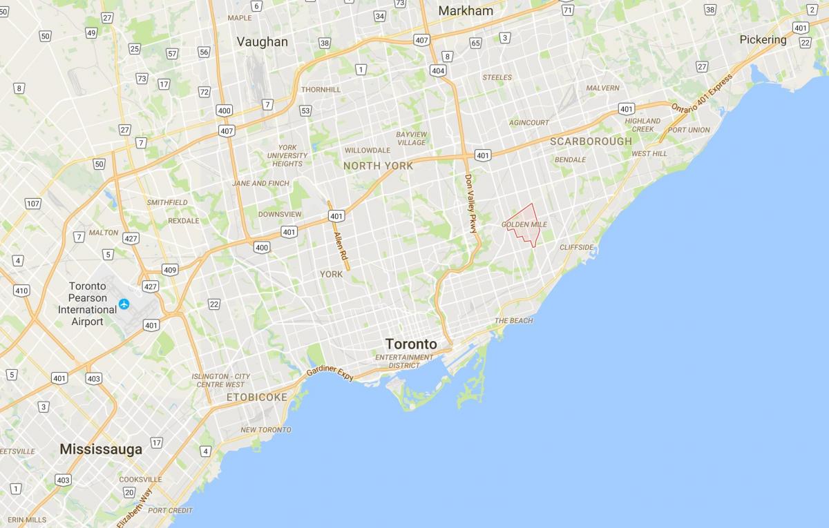 Mapa Golden Mile district Toronto