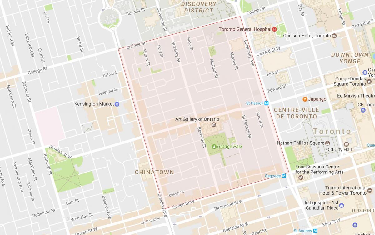 Mapa Grange Park sousedství Toronta