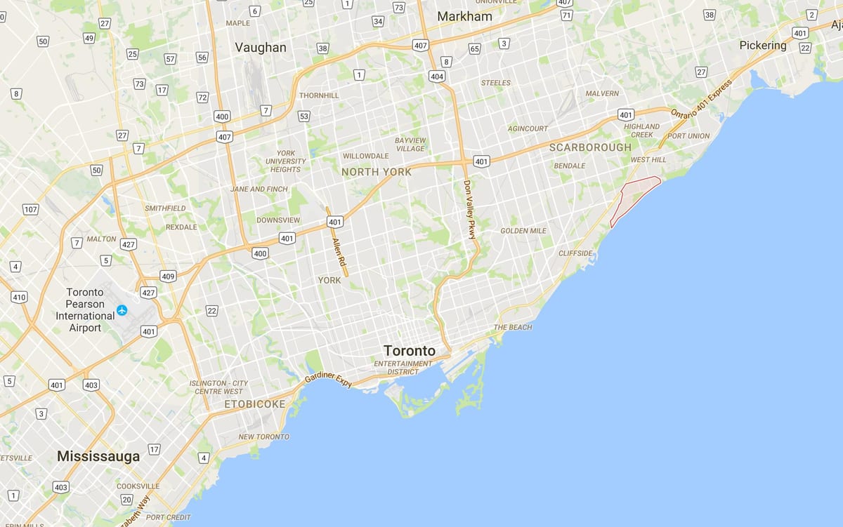 Mapa Guildwood district Toronto