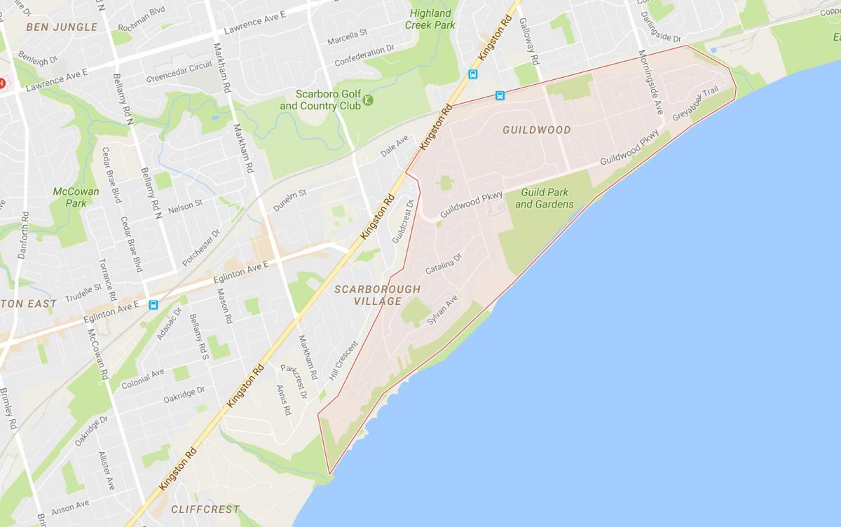 Mapa Guildwood sousedství Toronta