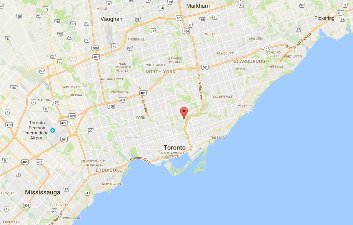 Mapa Guvernéra Most district Toronto