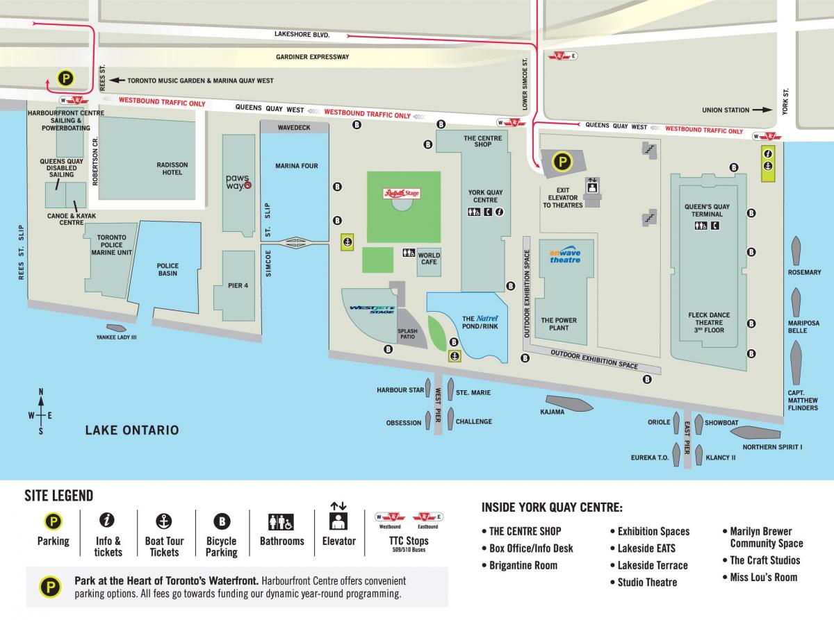Mapa Harbourfront Centre v Toronto