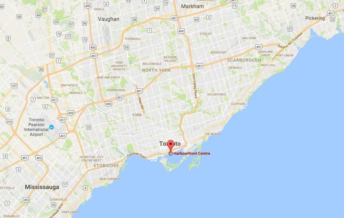 Mapa čtvrti Harbourfront v Toronto