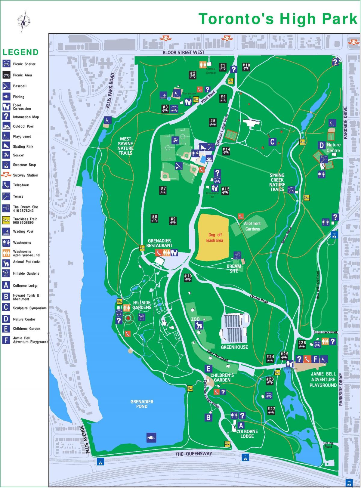 Mapa High park legenda Toronta