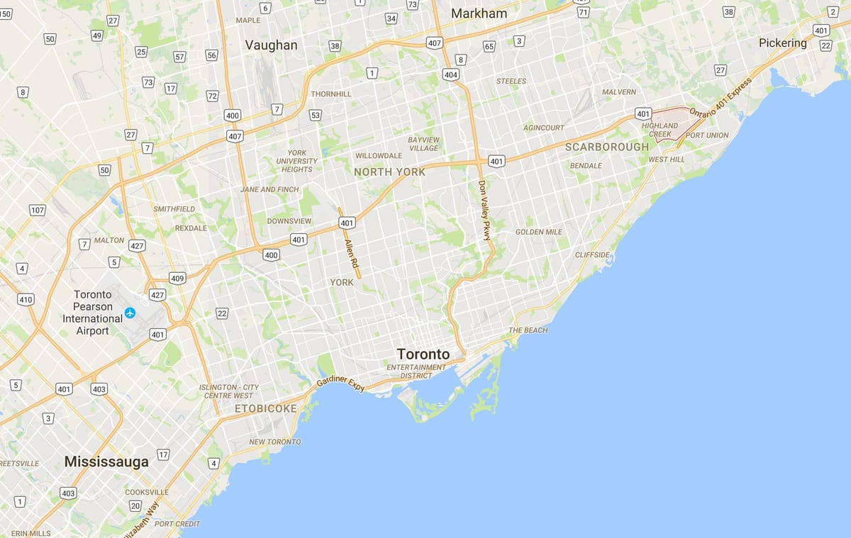 Mapa Highland Creek district Toronto