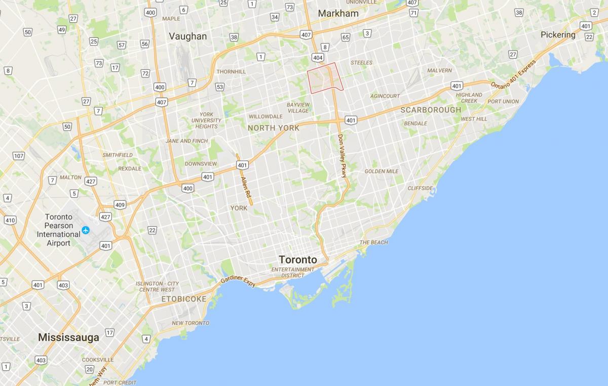 Mapa Hillcrest Village Toronto