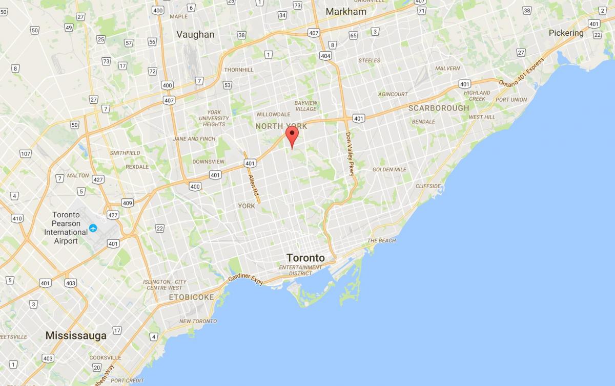 Mapa Hoggs Duté district Toronto