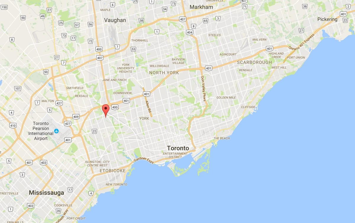 Mapa Humber Heights – Westmount district Toronto