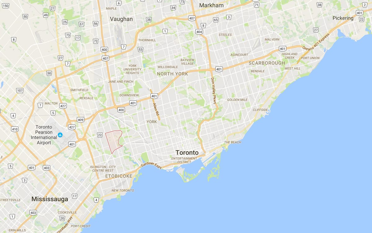 Mapa Humber Valley Village Toronto