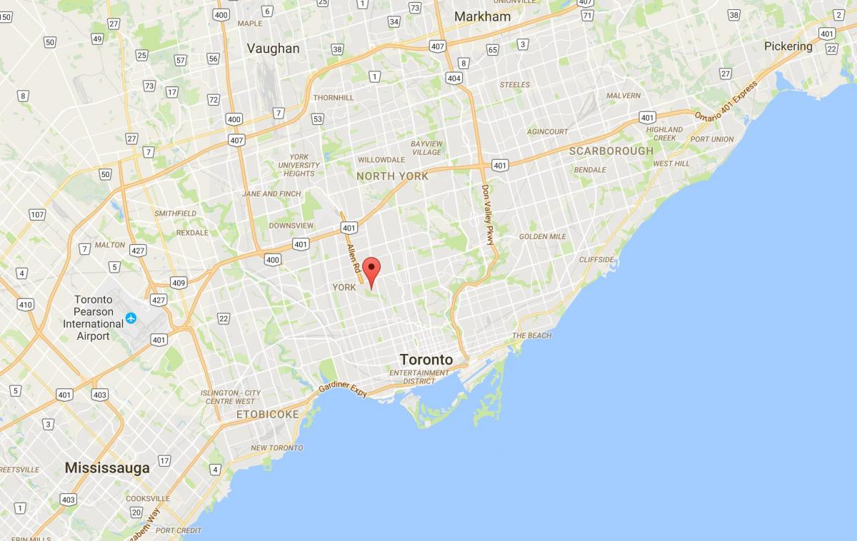 Mapa Humewood–Cedarvale district Toronto