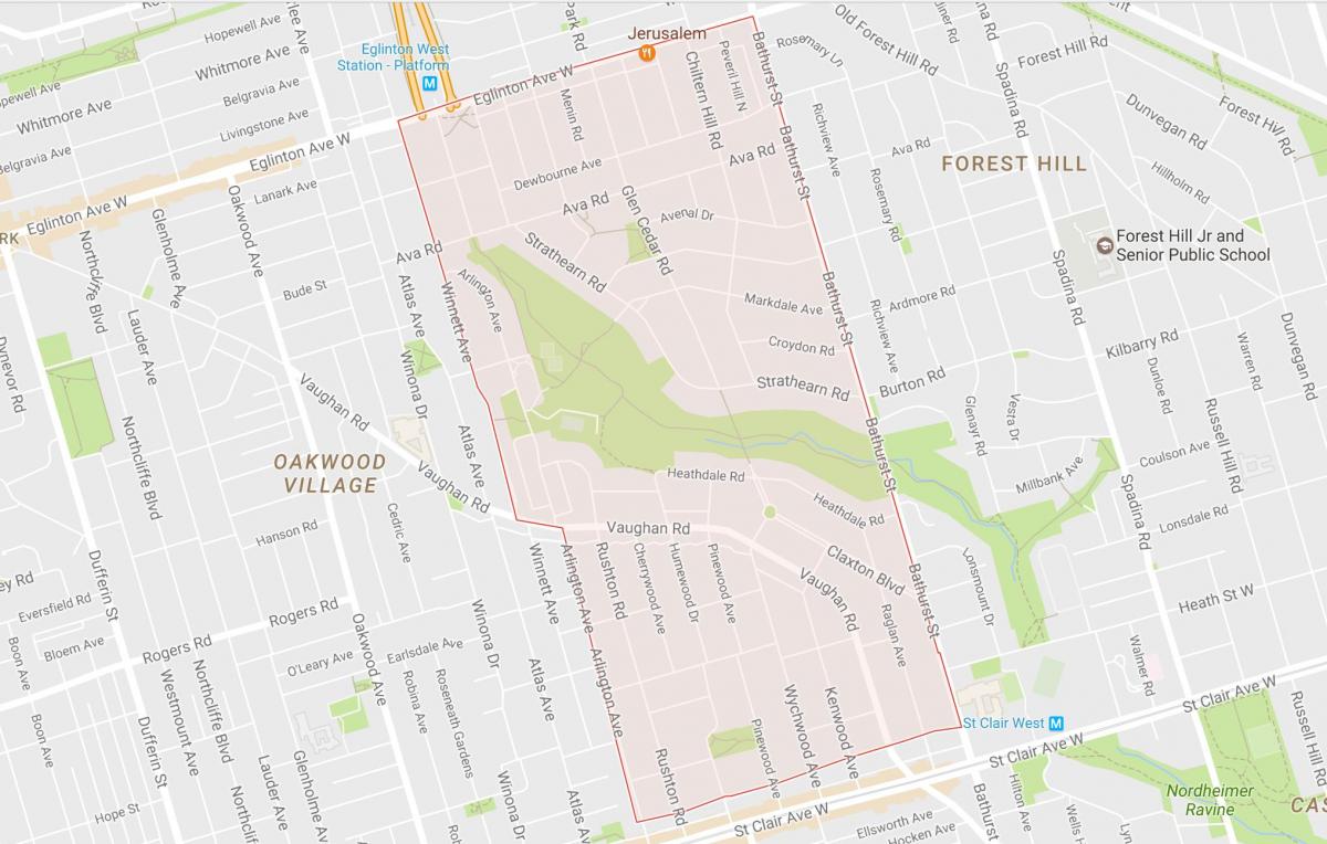 Mapa Humewood–Cedarvale sousedství Toronta