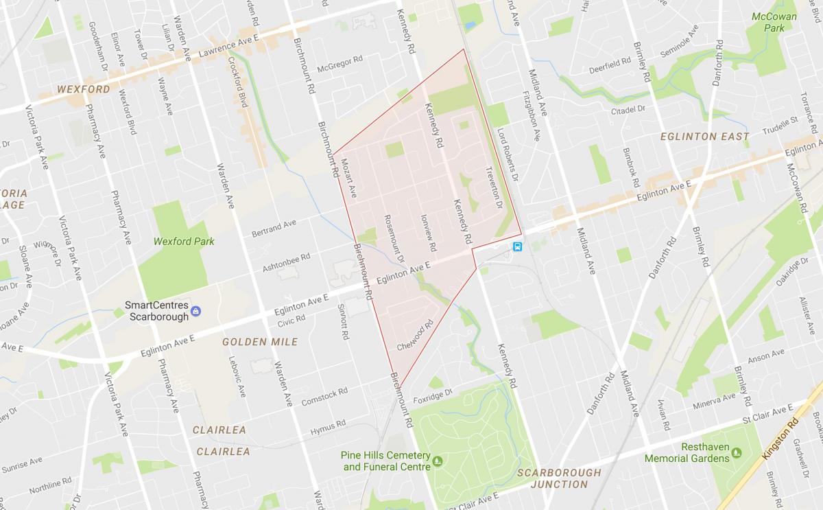 Mapa Ionview sousedství Toronta