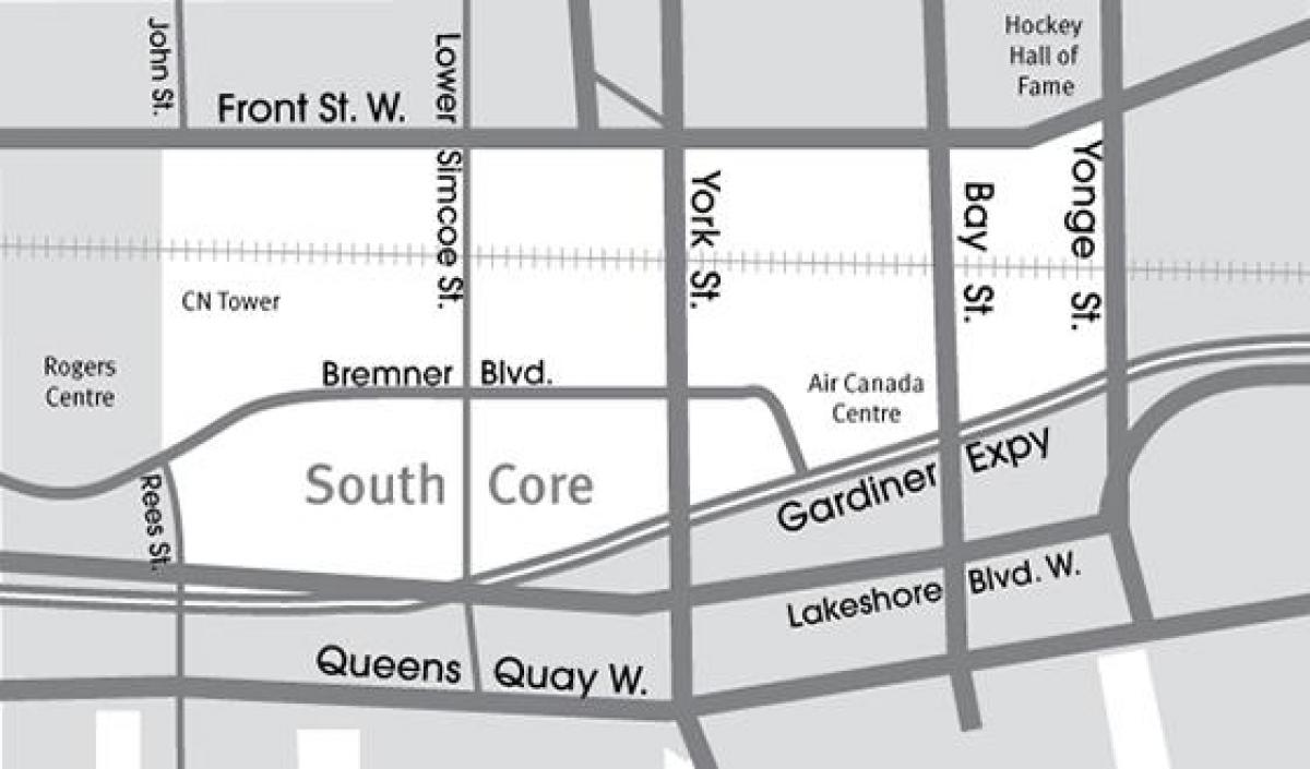 Mapa Jižní Jádro Toronto