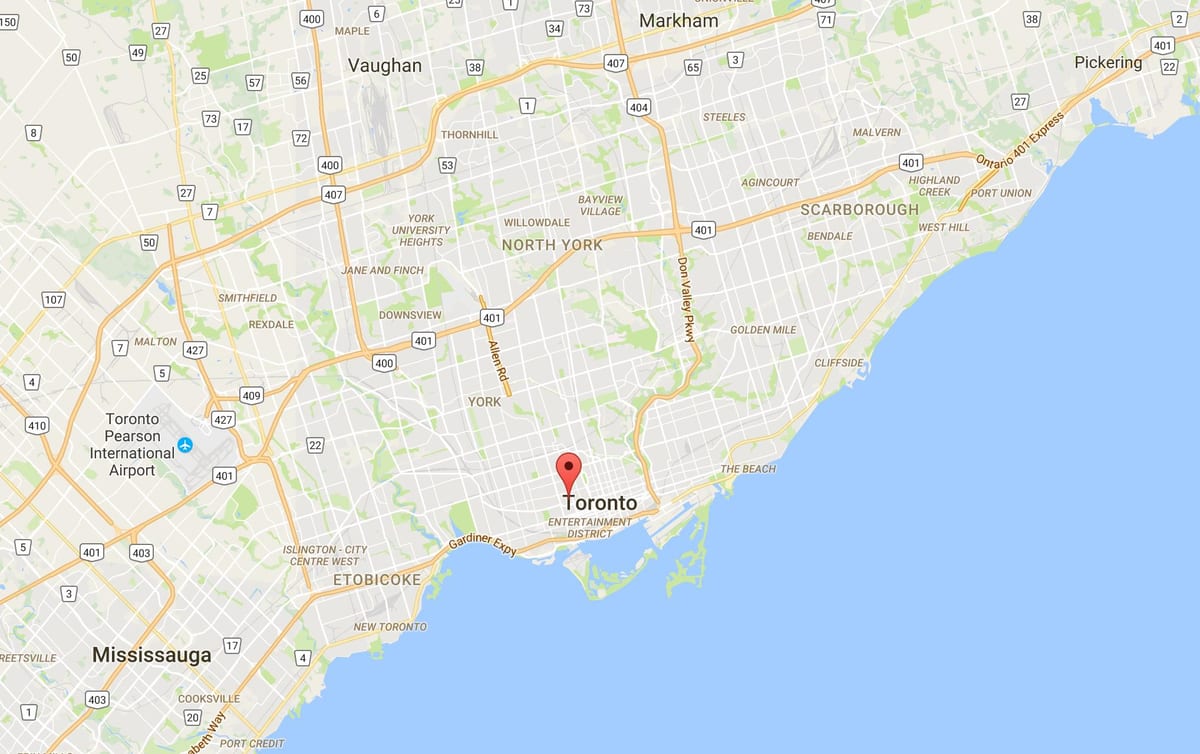 Mapa Kensington Market district v Toronto