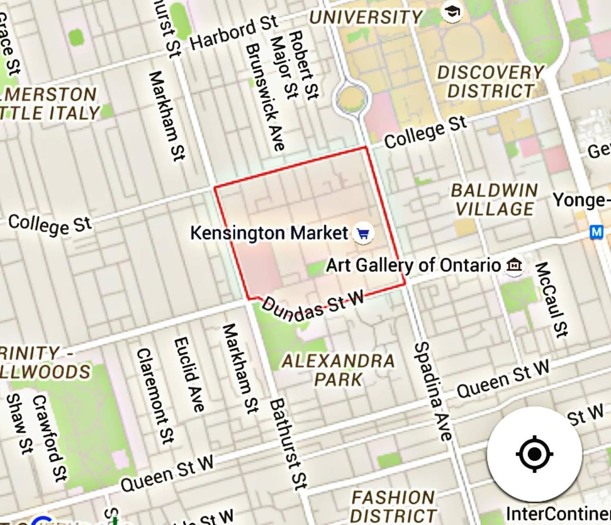 Mapa Kensington Market