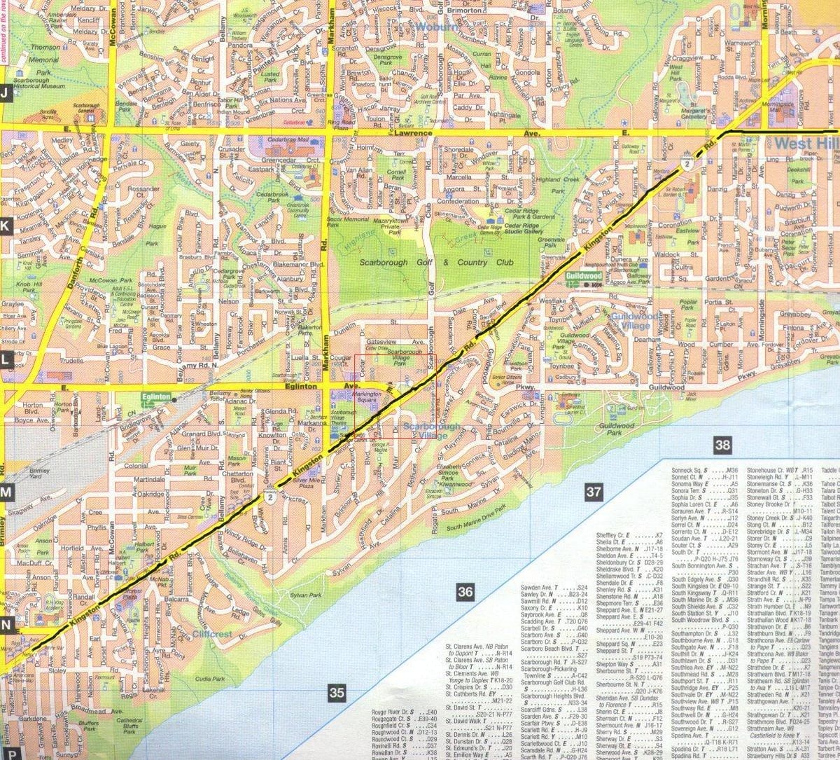 Mapa Kingston road, Toronto