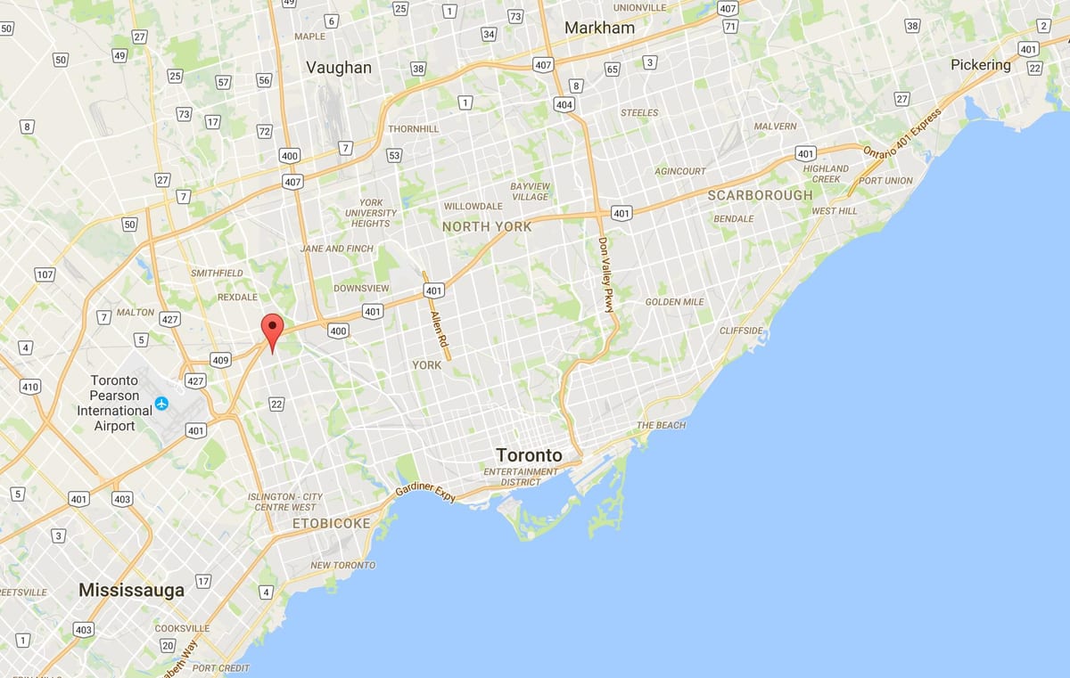 Mapa Kingsview Village Toronto