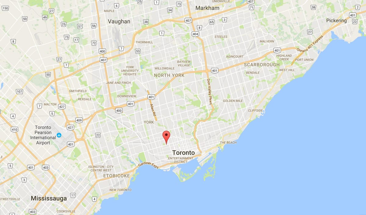 Mapa korejské čtvrti district Toronto
