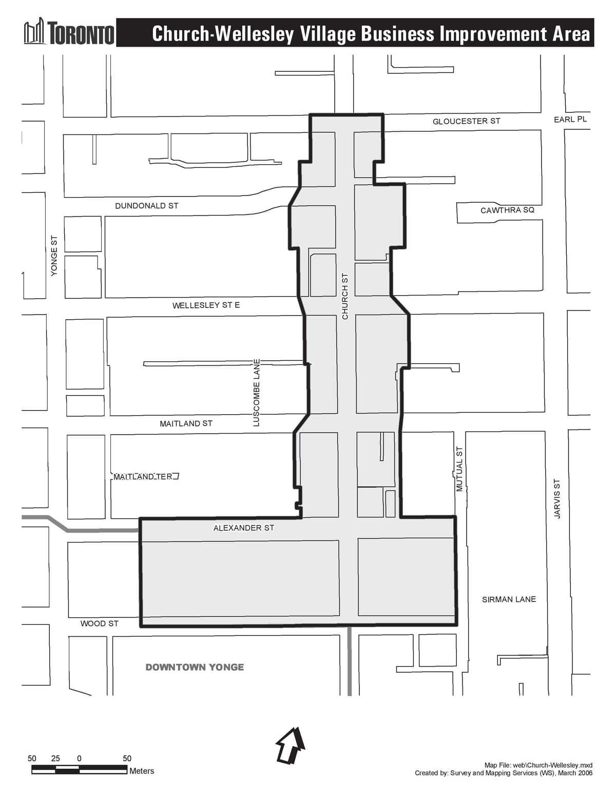 Mapa Církve-Wellesley Vesnice Zlepšení obchodní Oblasti Toronto