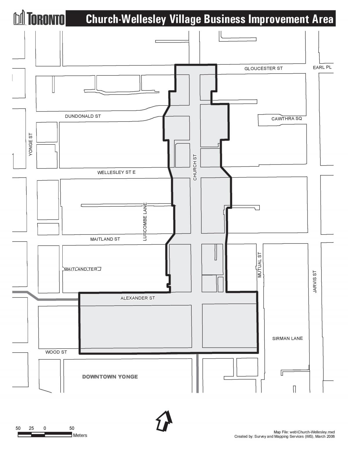 Mapa Církve-Wellesley Vesnice Zlepšení obchodní Oblasti Toronto