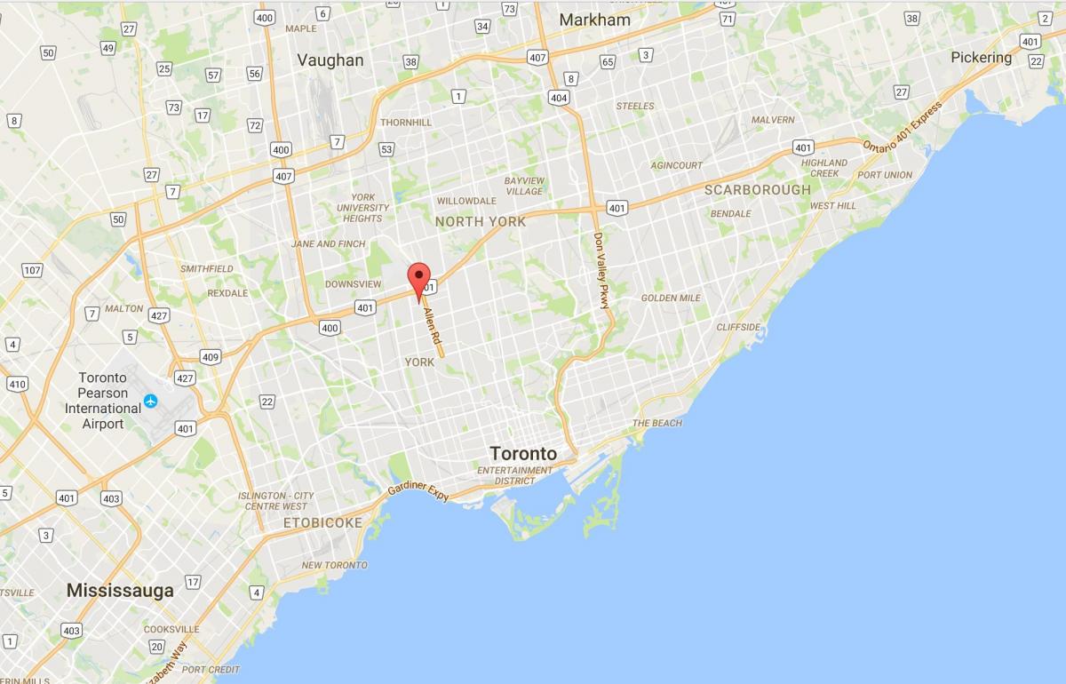 Mapa Lawrence Heights district Toronto