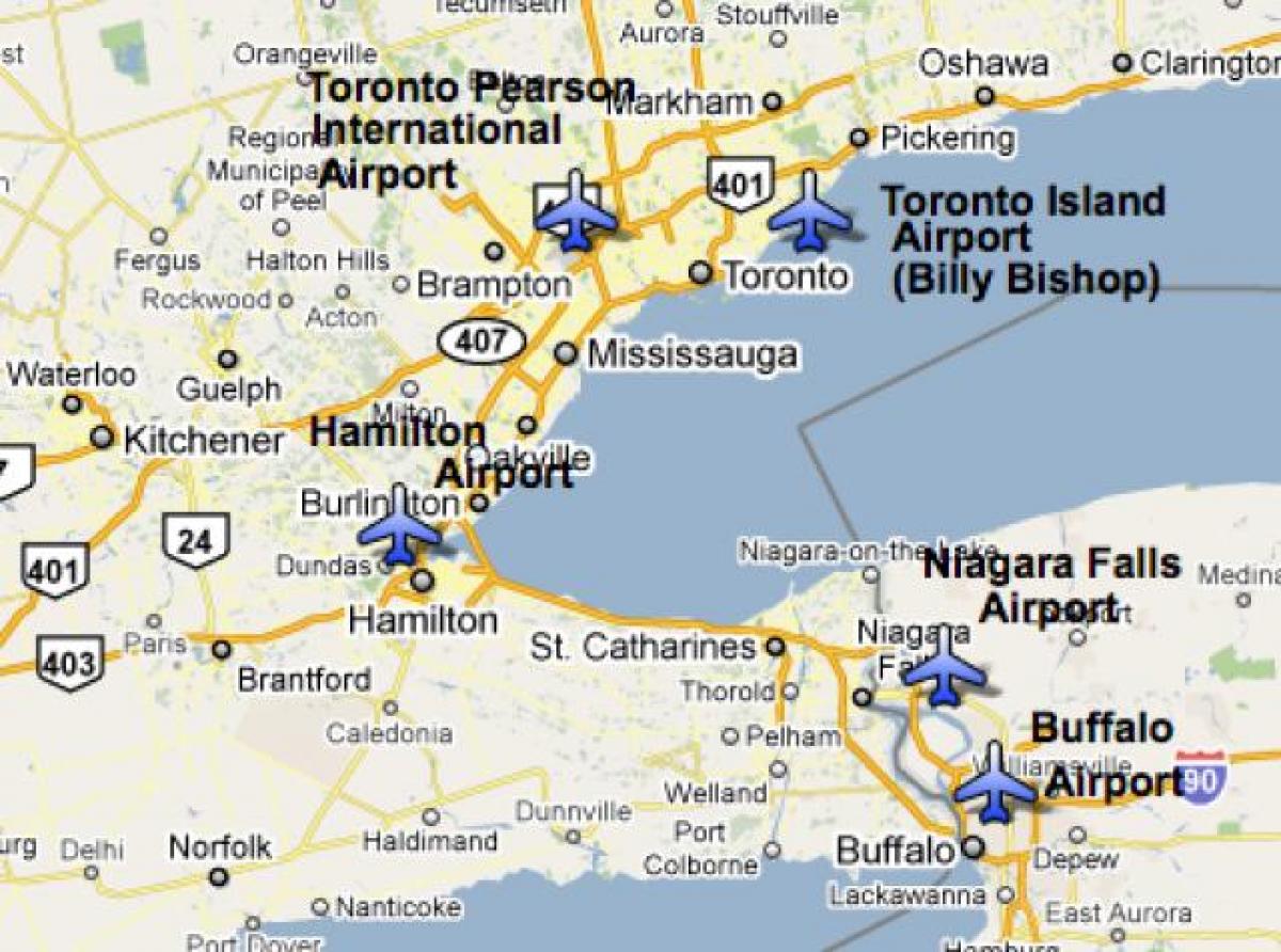 Mapa Letiště v blízkosti Toronto