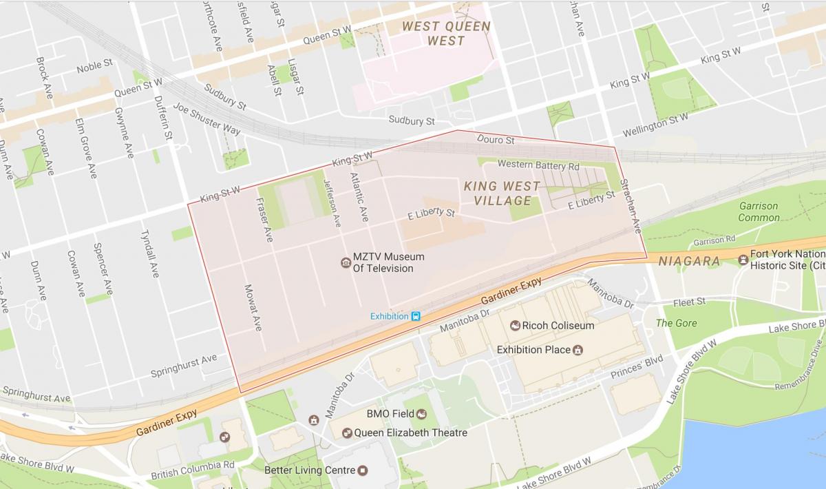 Mapa Liberty Village sousedství Toronta