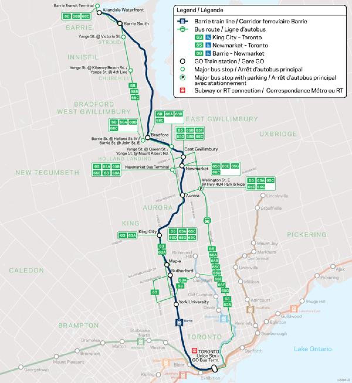 Mapa line Barrie Jít Tranzit