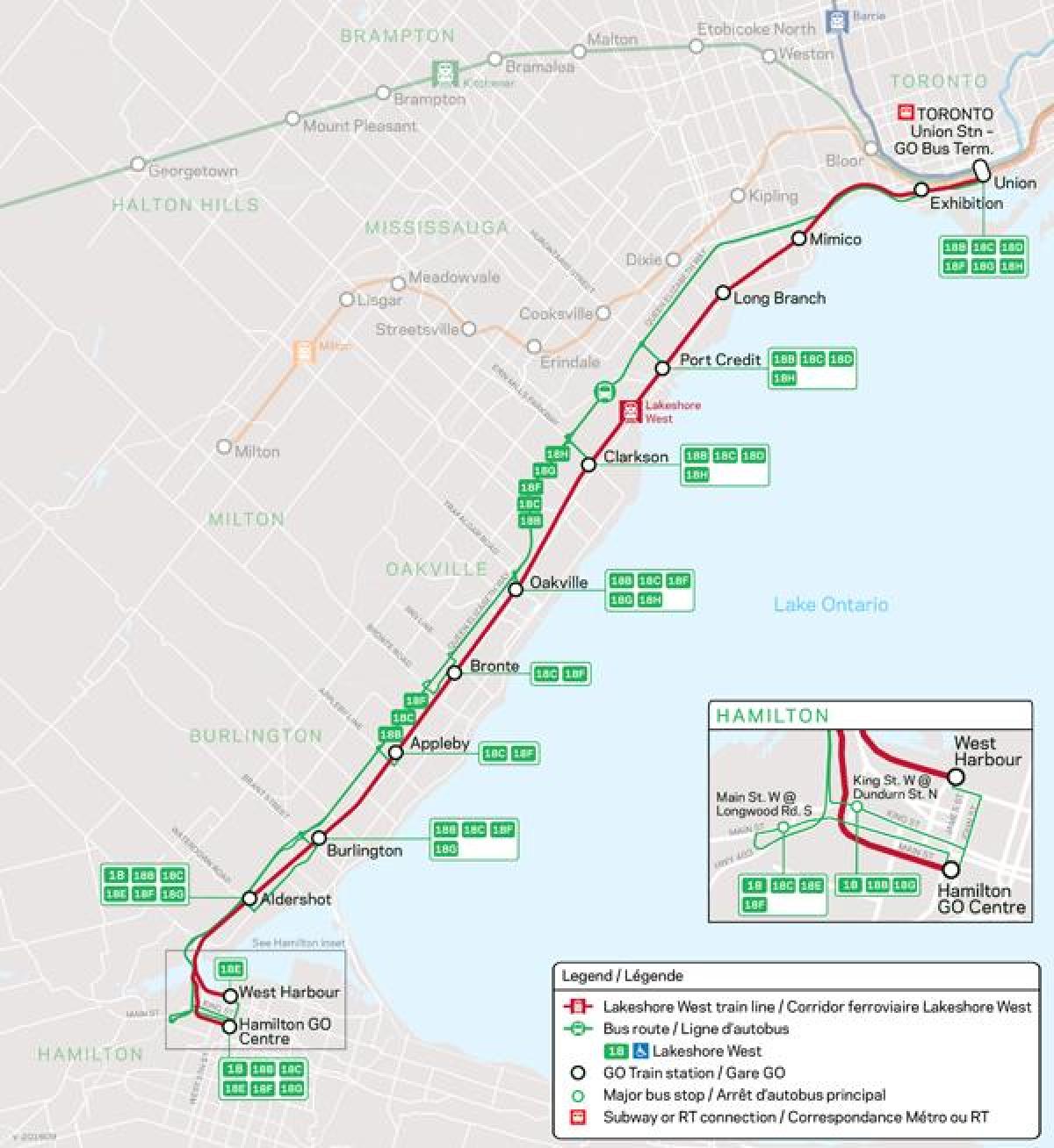 Mapa line West Lakeshore Jít Tranzit