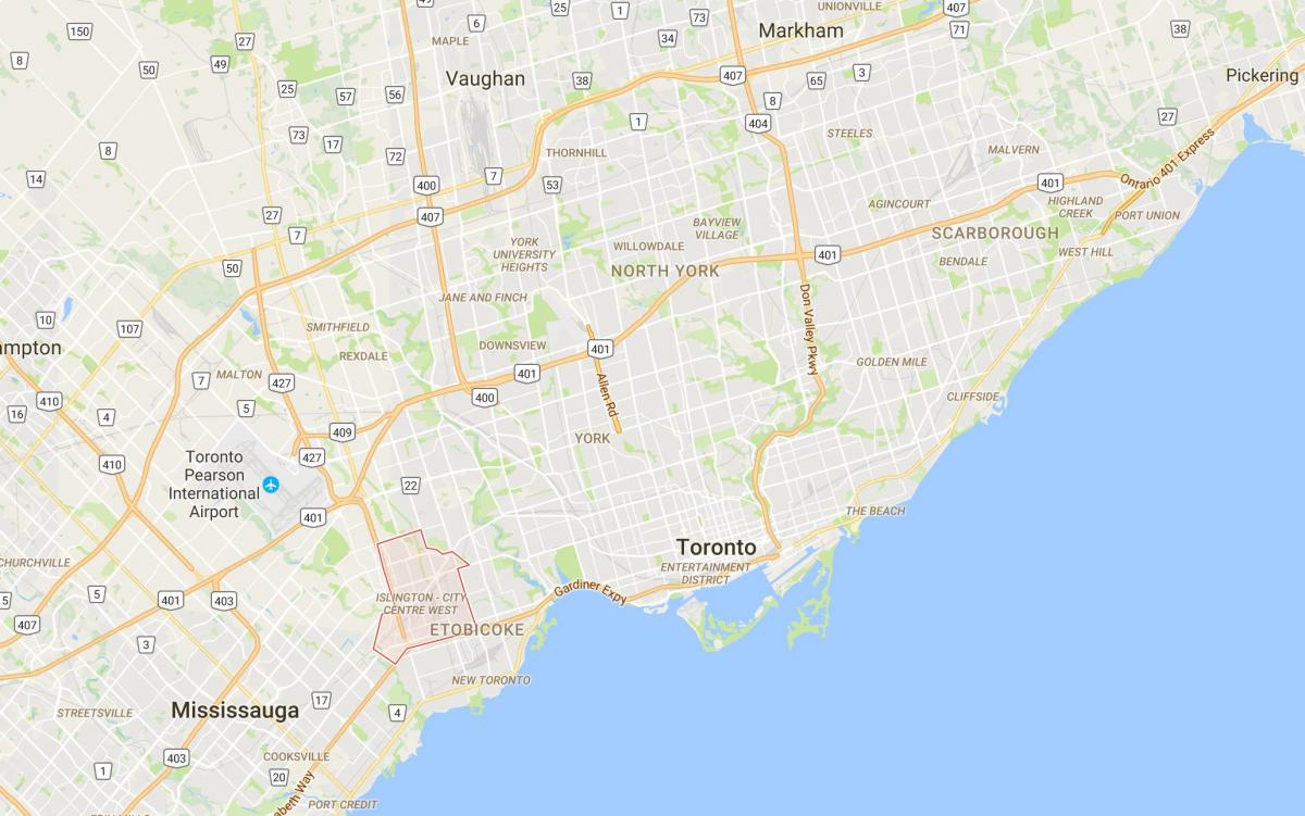 Mapa Londýn-City Centre West district Toronto