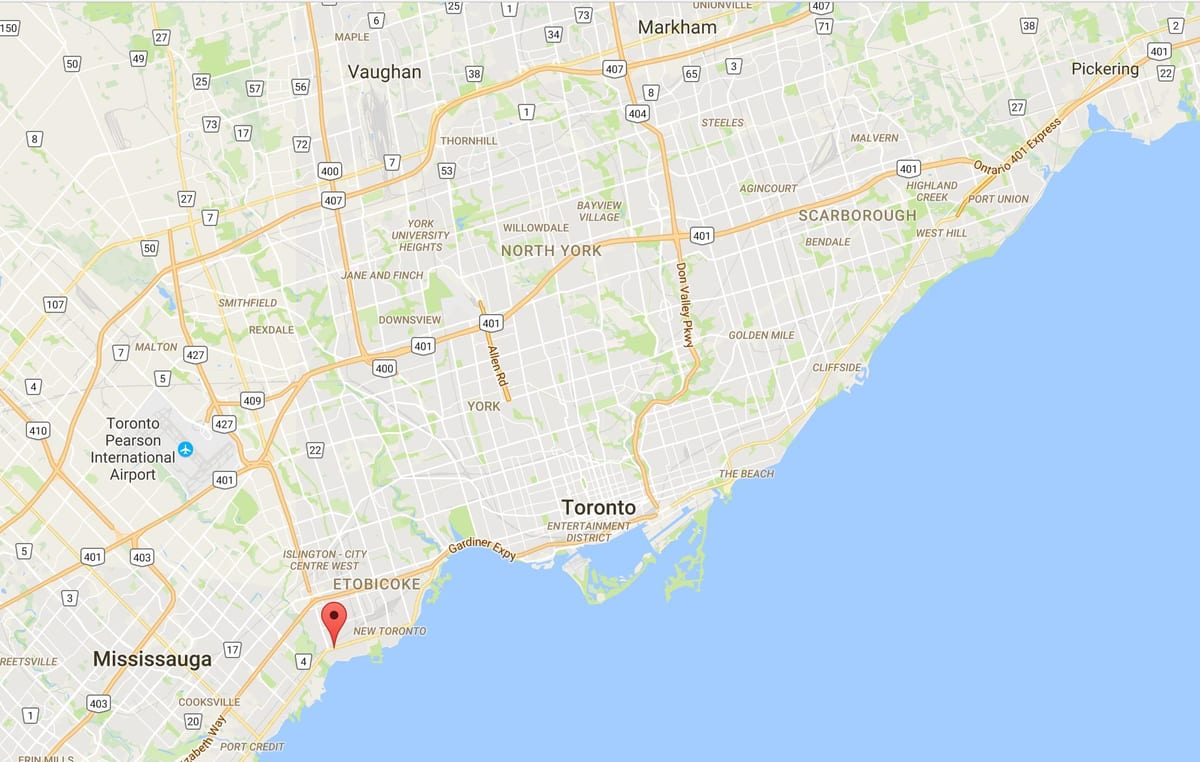 Mapa Long Branch district Toronto