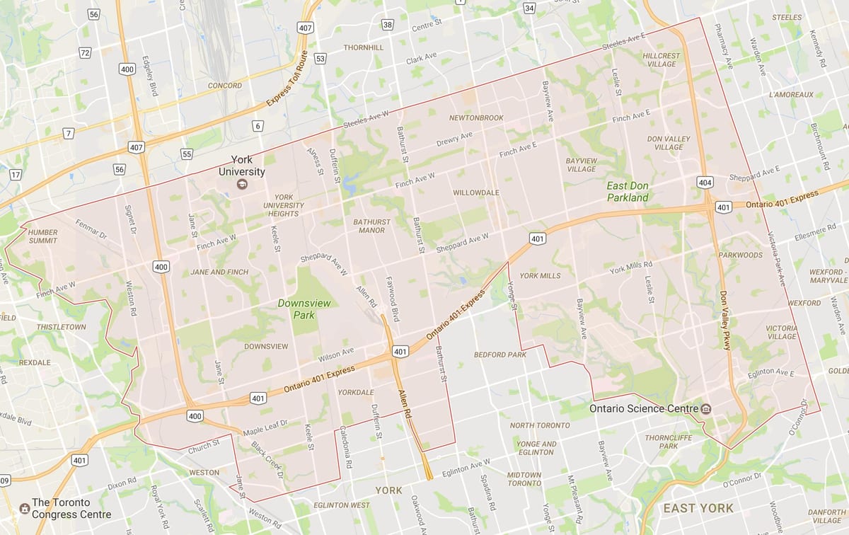 Mapa Města Toronto sousedství Toronta