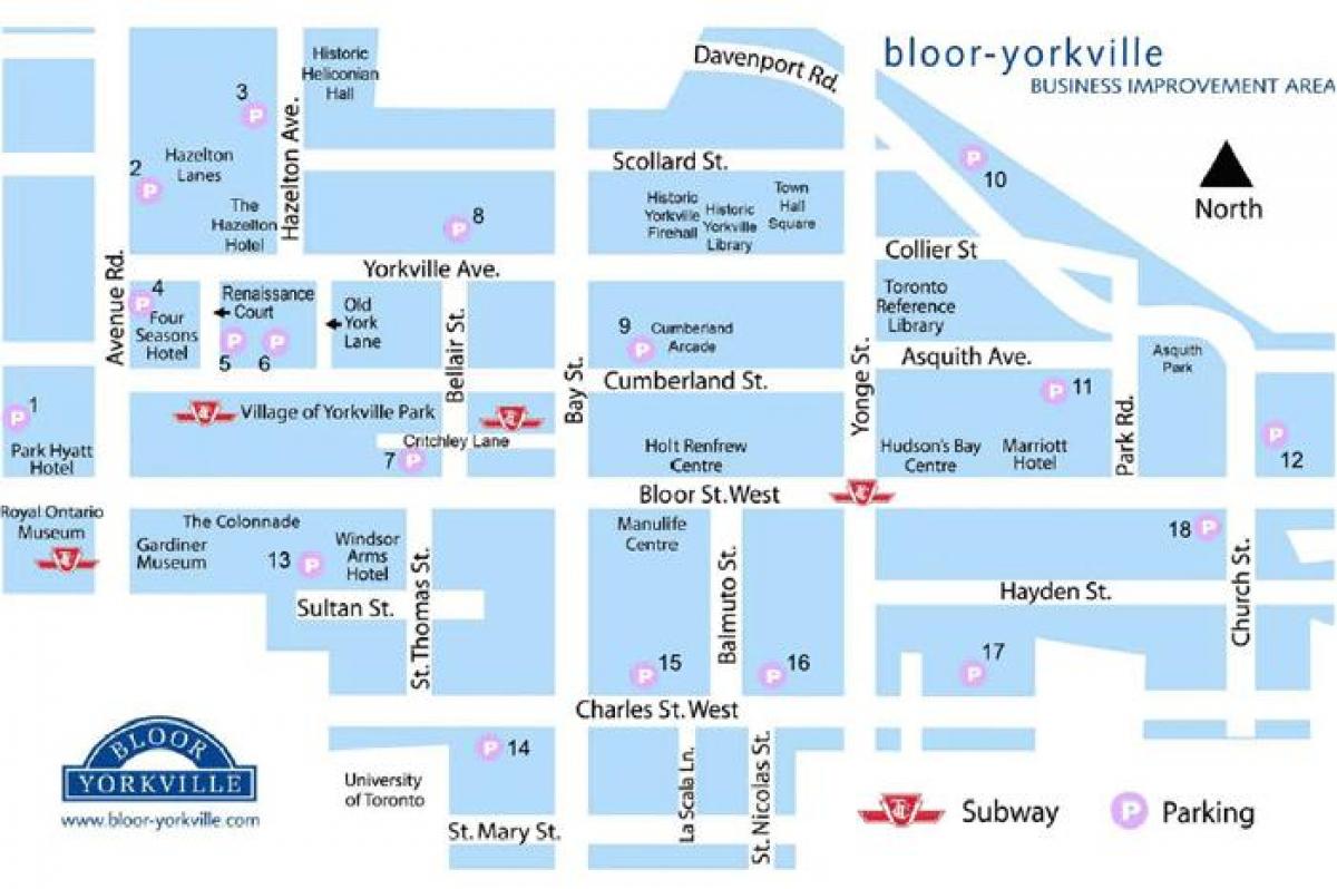 Mapa metra Bloor Yorkville
