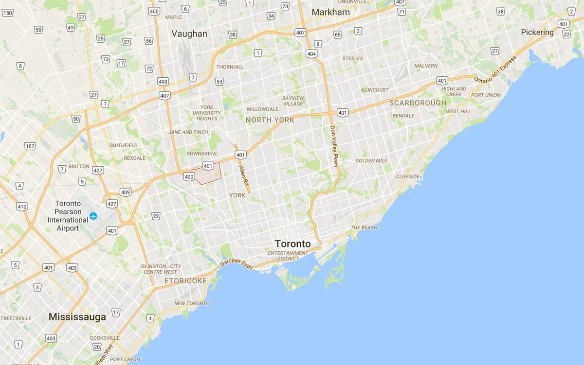 Mapa Maple Leaf district Toronto
