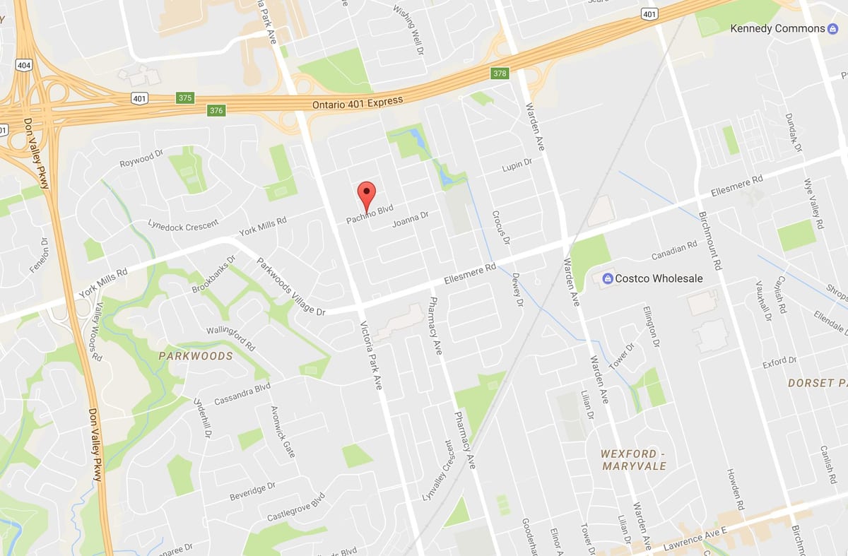 Mapa Maryvalen eighbourhood Toronto