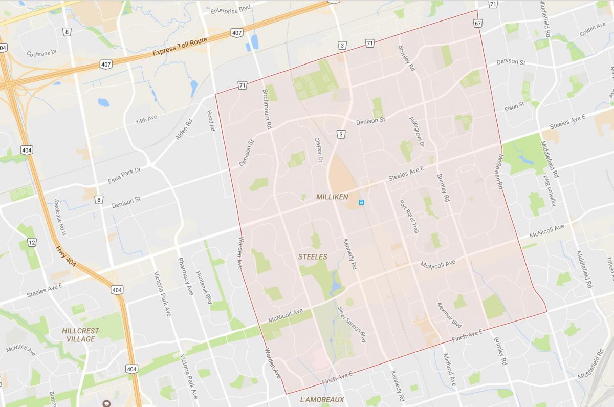 Mapa Milliken sousedství Toronta
