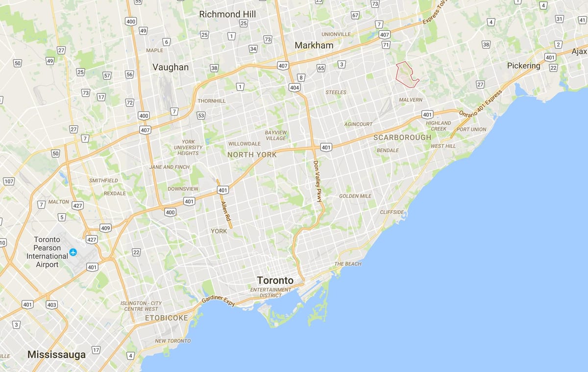 Mapa Morningside Heights district Toronto