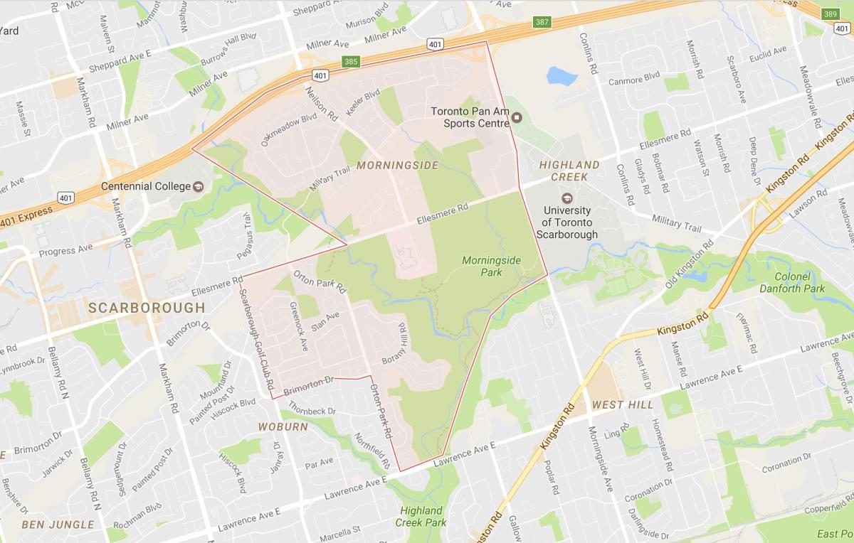 Mapa Morningside sousedství Toronta