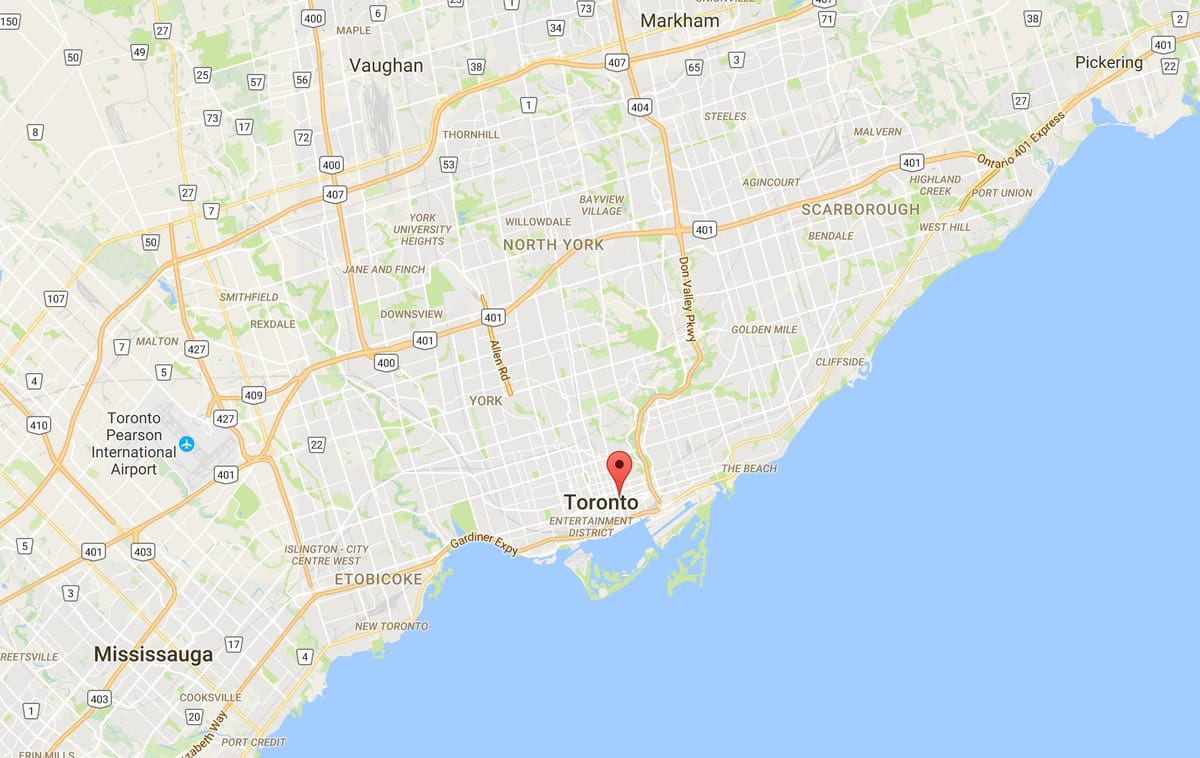 Mapa Moss Park, Toronto