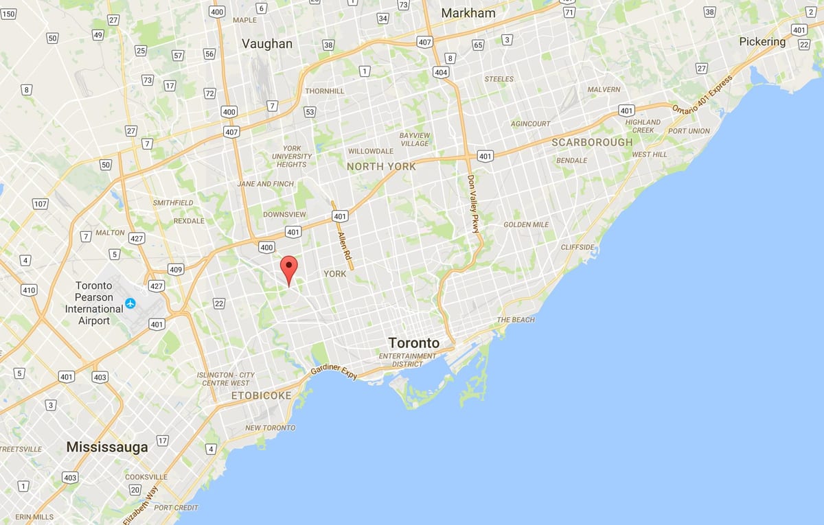 Mapa Mount Dennis district Toronto