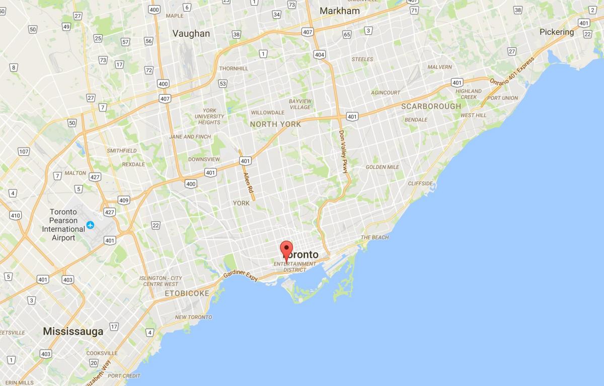 Mapa Fashion District v Toronto