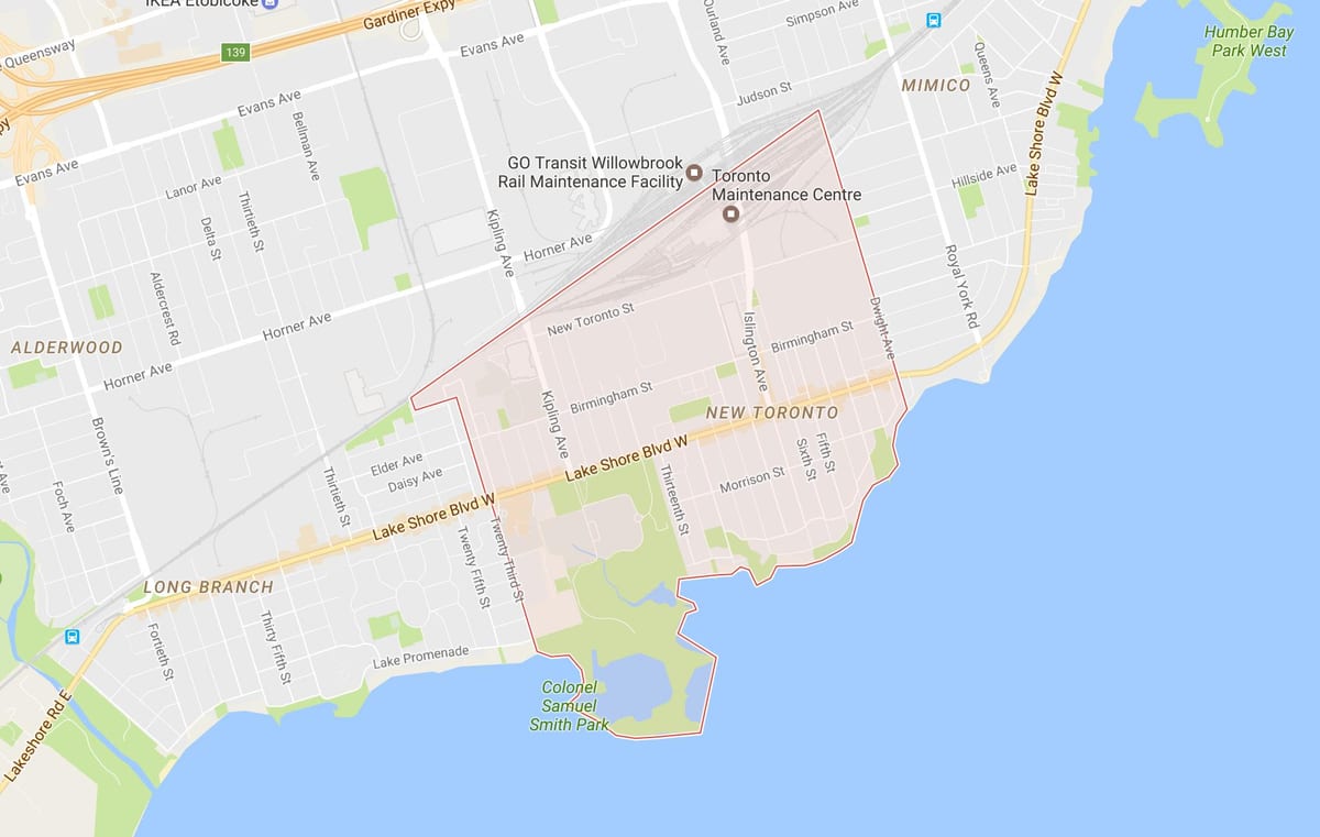 Mapa New Toronto sousedství Toronta