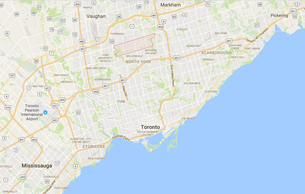 Mapa Newtonbrook district Toronto