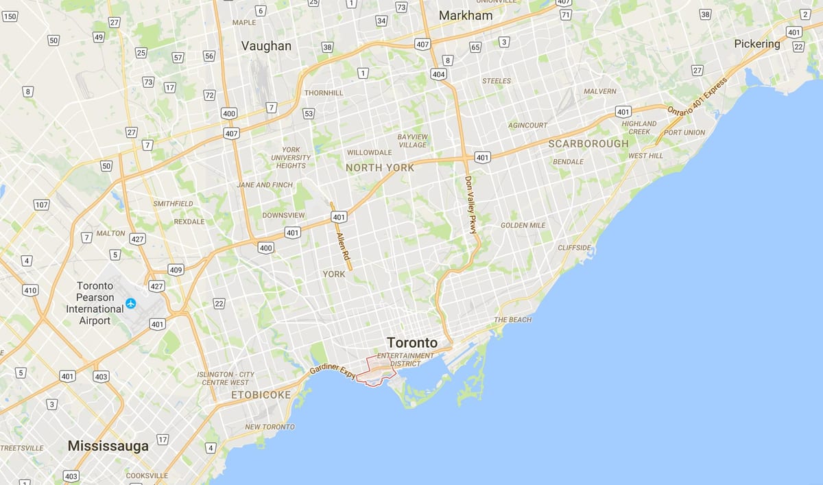 Mapa Niagara district Toronto