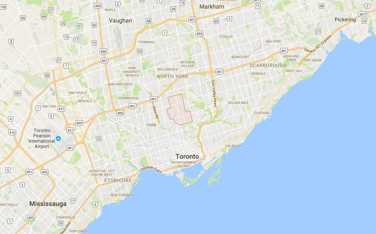 Mapa North district Toronto