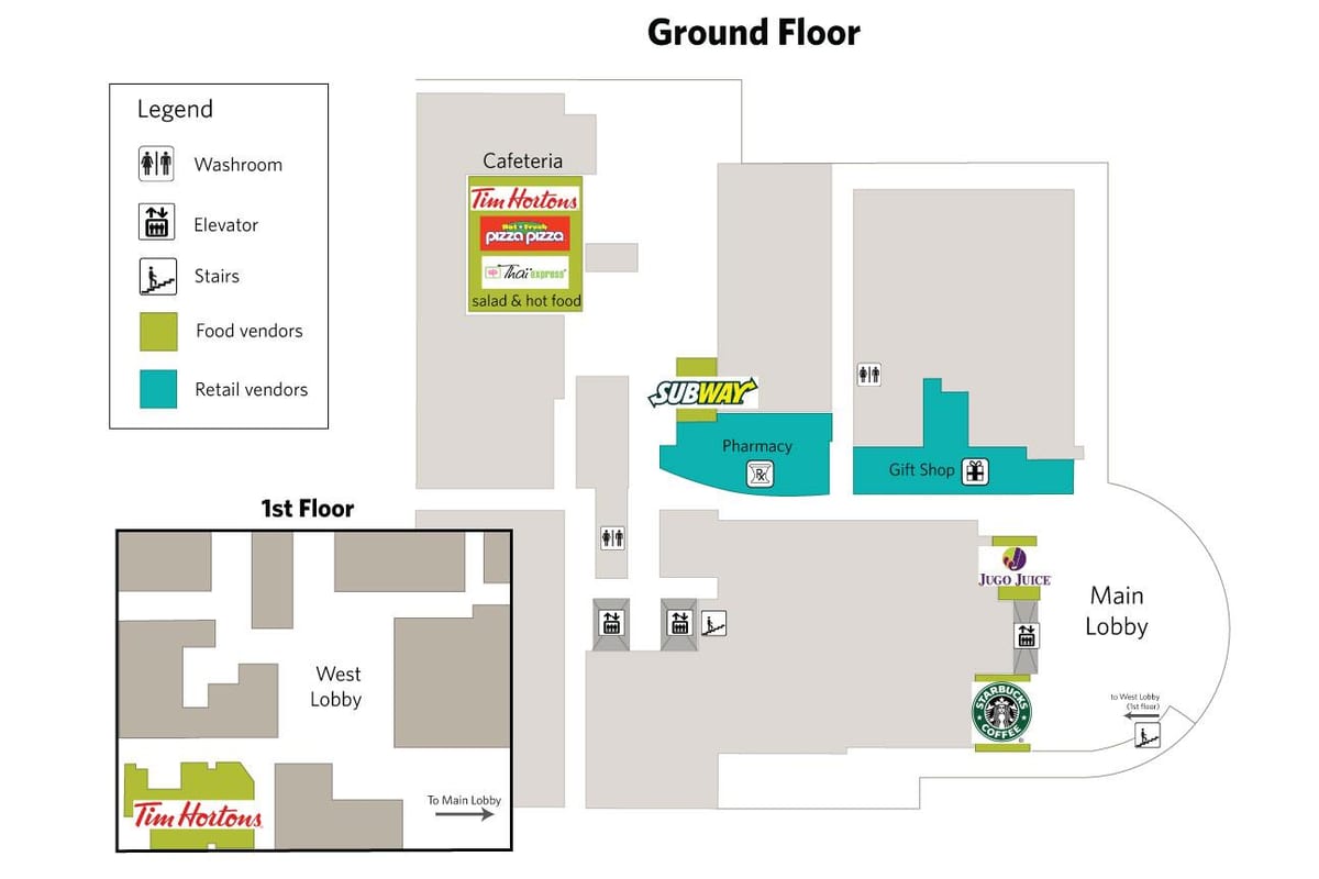 Mapa North York General Hospital Food services Toronto