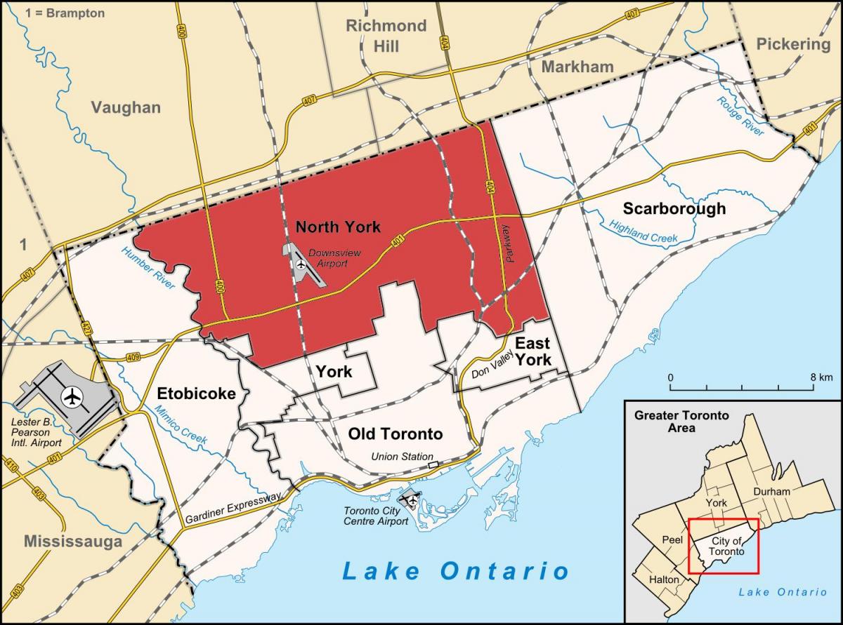 Mapa North York v Toronto