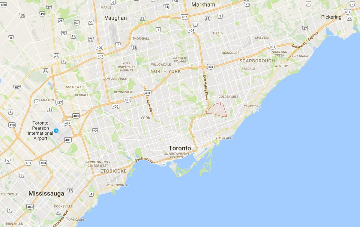 Mapa O ' connor–Parkview district Toronto