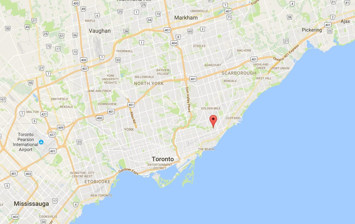 Mapa Oakridge district Toronto