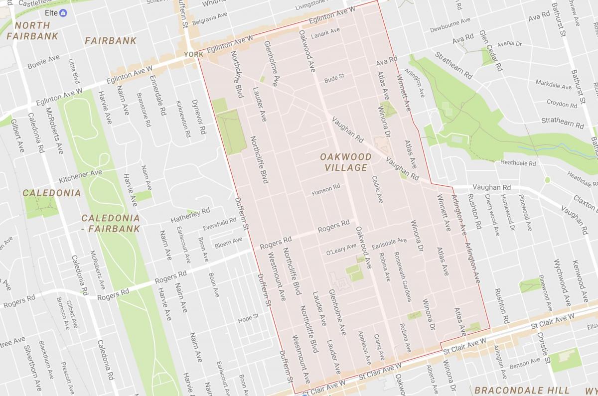 Mapa Oakwood–Vaughan sousedství Toronta